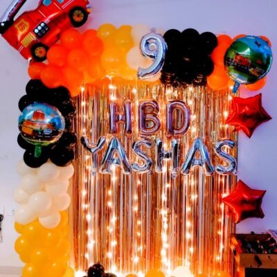 Fire Engine Theme Balloon Decoration