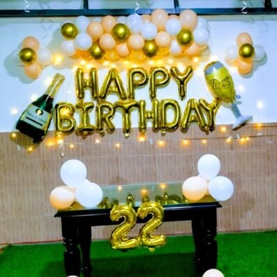 White and Peach Birthday Surprise Decoration