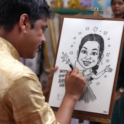 caricature for birthday party by party square