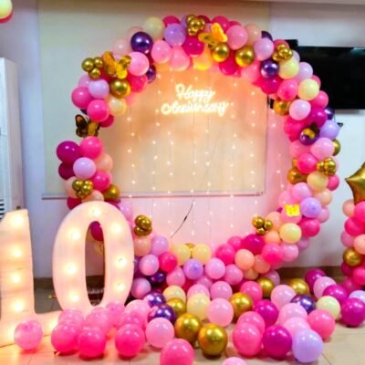 Baby Pink Romantic Anniversary Decor at Home