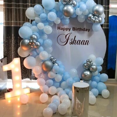 Blue & Silver 1st Birthday Ring Decoration