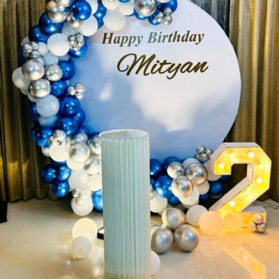 Blue & Silver 2nd Birthday Ring Decoration