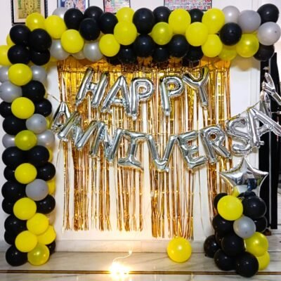 Yellow and Black Elegant Anniversary Decor