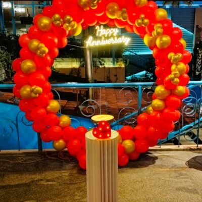 Red and Gold Balloon Decoration for Anniversary