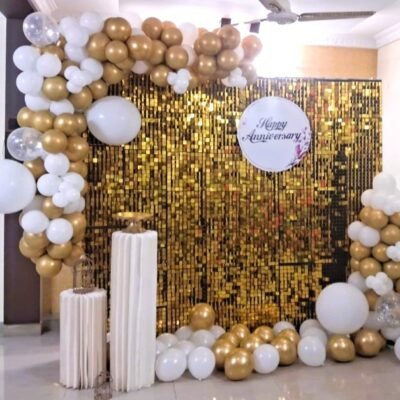 Elite Golden Sequin Anniversary Decor